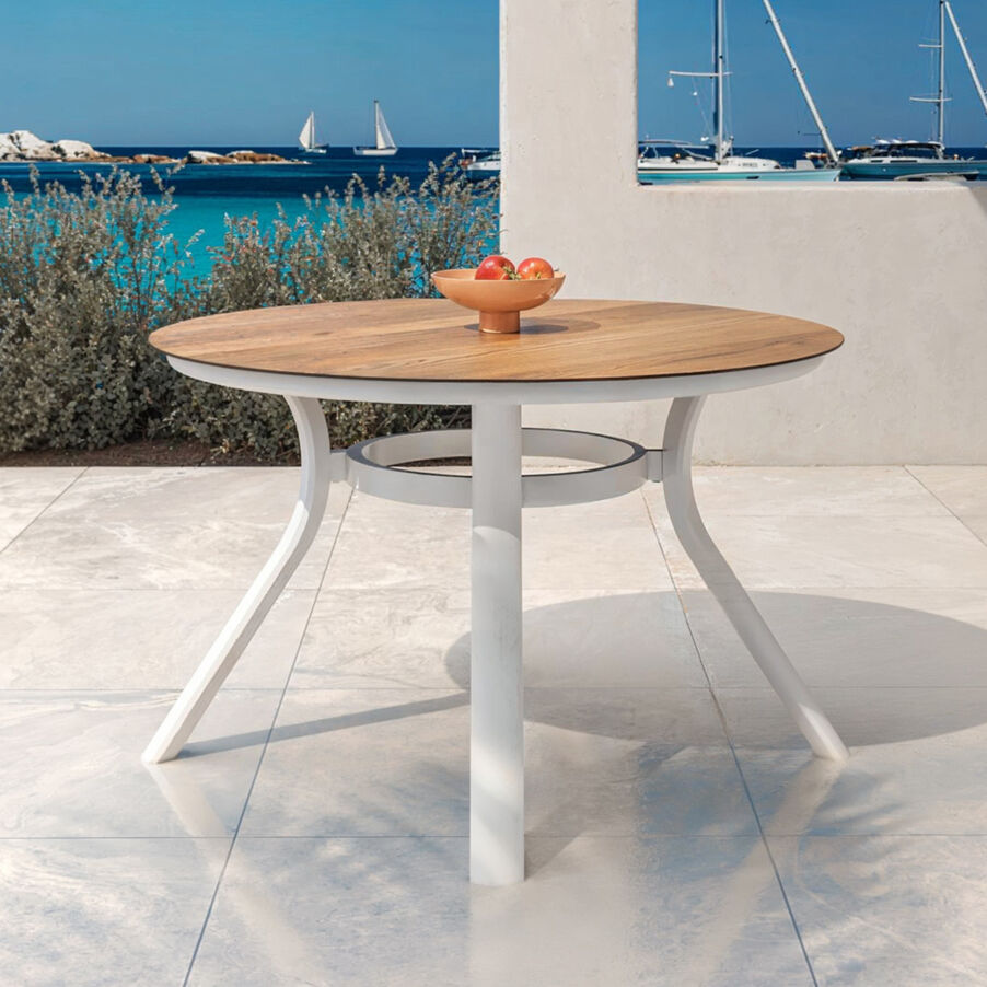 Tuintafel rond aluminium 6 zitplaatsen (D120 cm) Amalfi - Wit