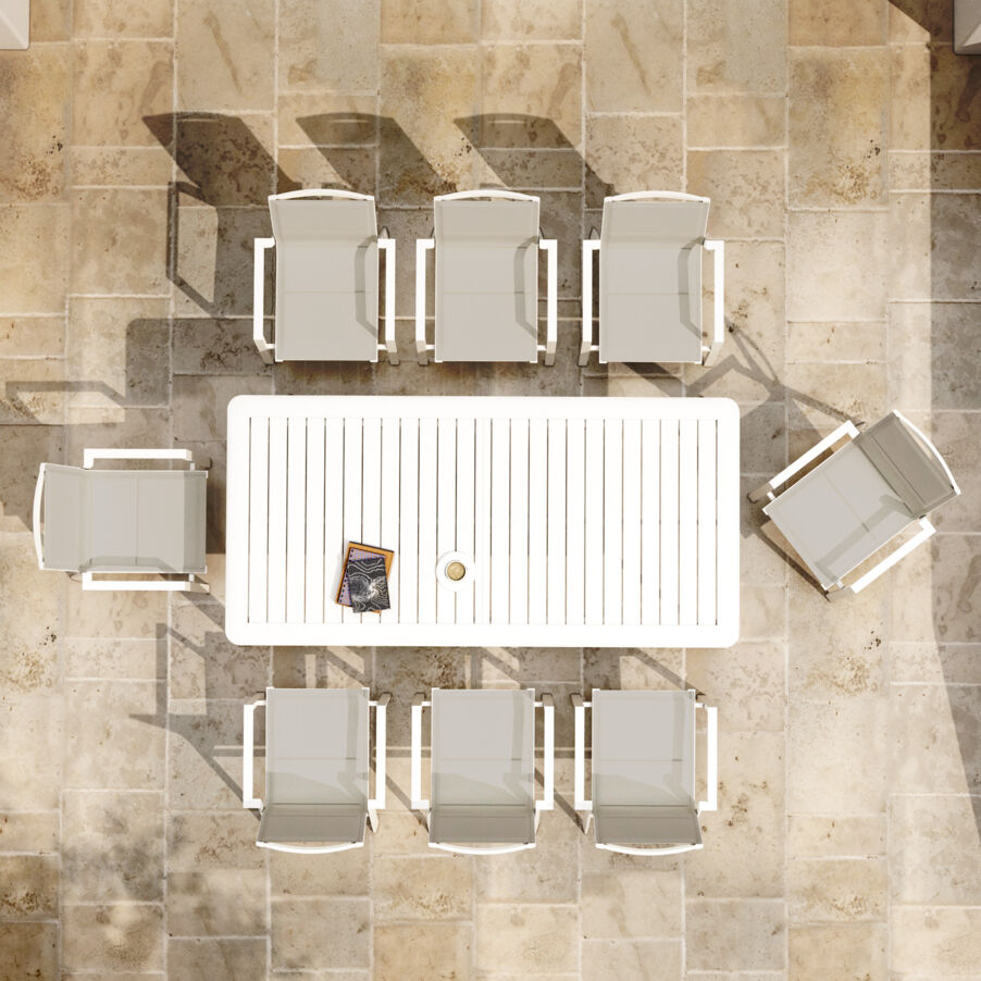 Gartentisch ausziehbar Aluminium - bis zu 10 Pers. (286 x 100 cm) Portofino - Weiß