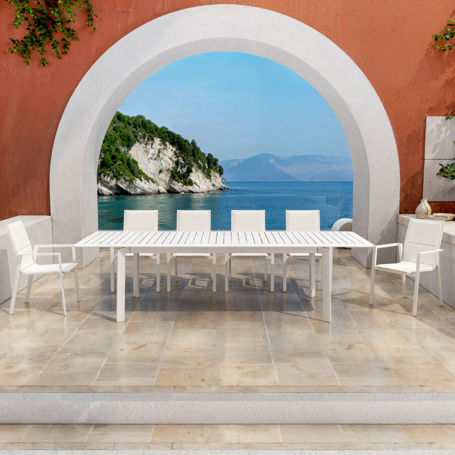 Table de jardin extensible aluminium 10 places (286 x 100 cm) Portofino - Blanc