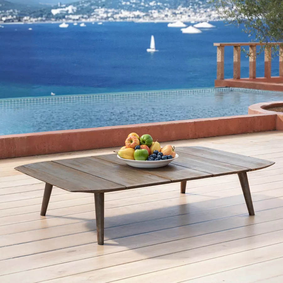 Loungeset teak hout 5 zitplaatsen Cap Ferrat - Grijs