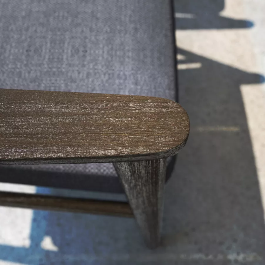Fauteuil salon de jardin bois teck Cap Ferrat - Gris