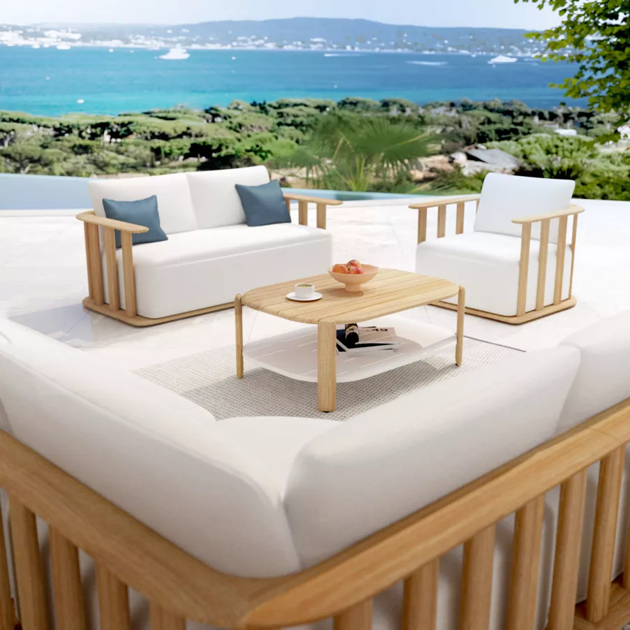 Mesa rectangular para salón de jardín teck Java (L120 cm) - Natural