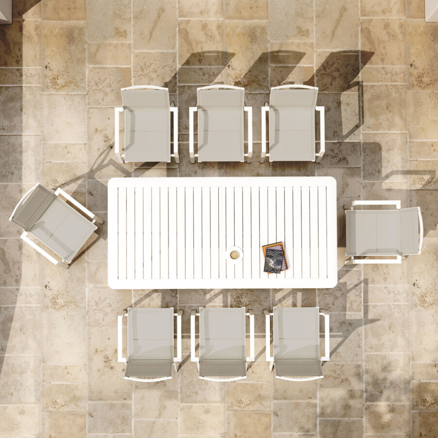 Tuintafel uitschuifbaar aluminium 10 zitplaatsen (286 x 100 cm) Portofino - Wit