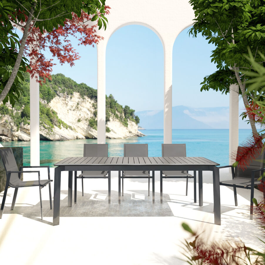Table de jardin extensible aluminium 10 places (286 x 100 cm) Portofino - Gris anthracite
