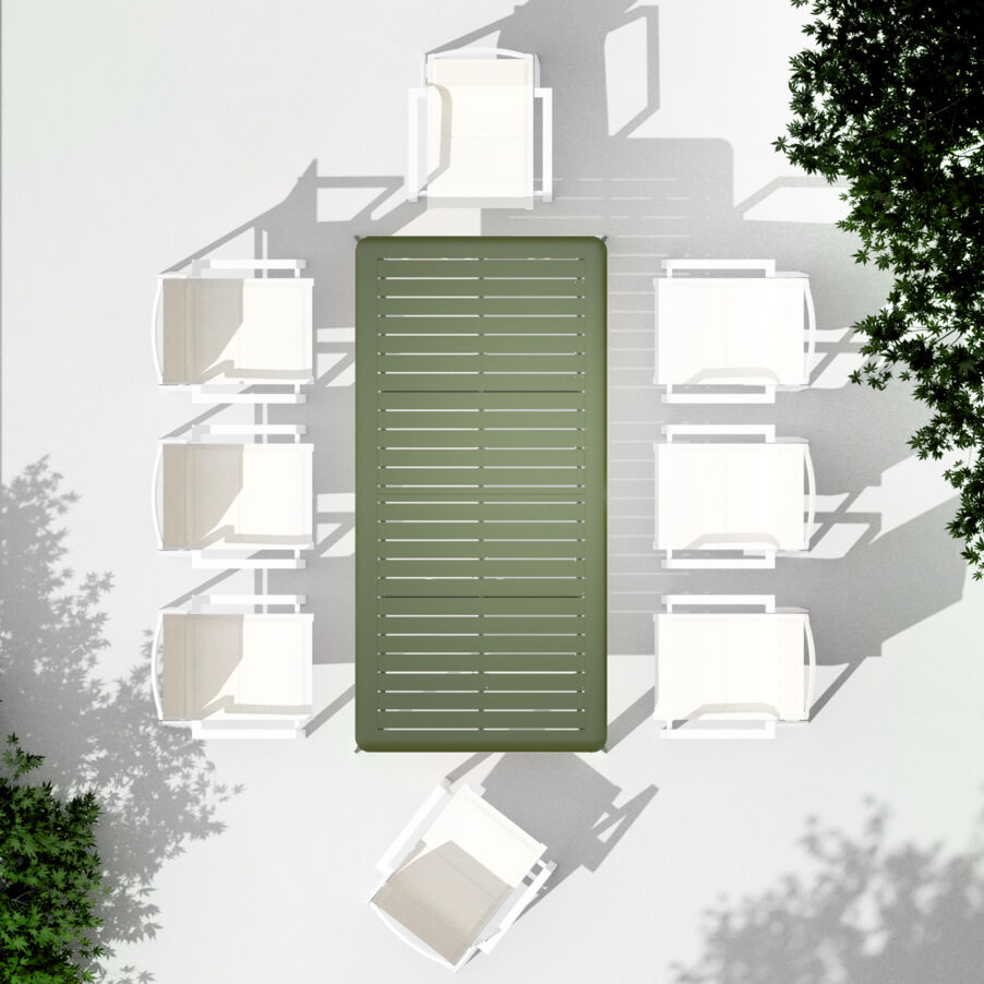 Mesa de jardín extensible en aluminio  10 lugares (286 x 100 cm) Portofino - Verde olivo
