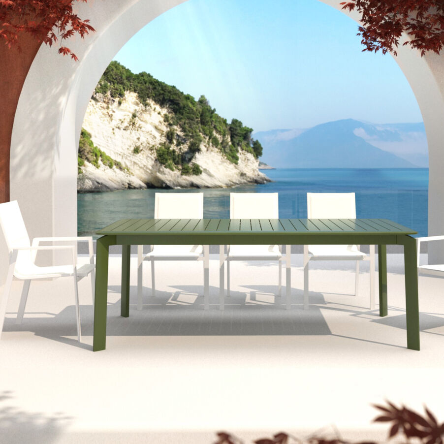Gartentisch ausziehbar Aluminium - bis zu 10 Pers. (286 x 100 cm) Portofino - Olivgrün