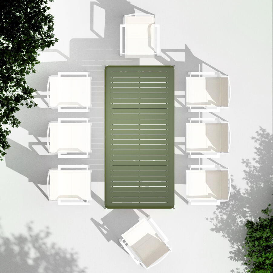 Table de jardin extensible aluminium 10 places (286 x 100 cm) Portofino - Vert olive