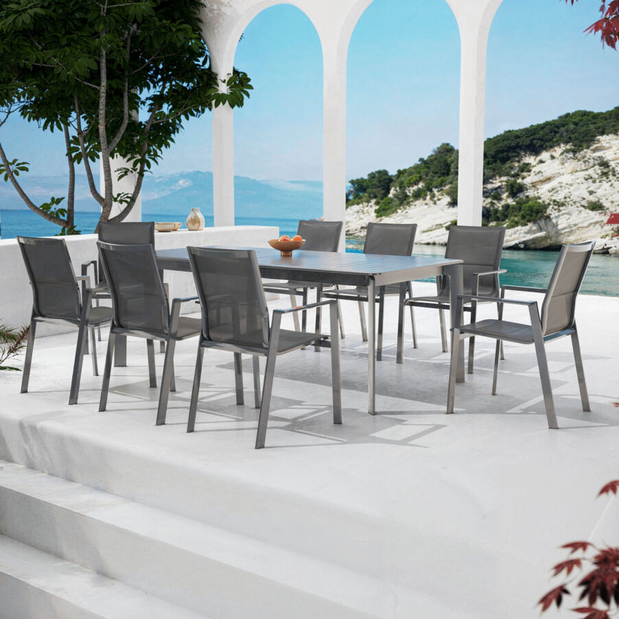 Sedia con braccioli da giardino impilabile alluminio Portofino - Grigio antracite