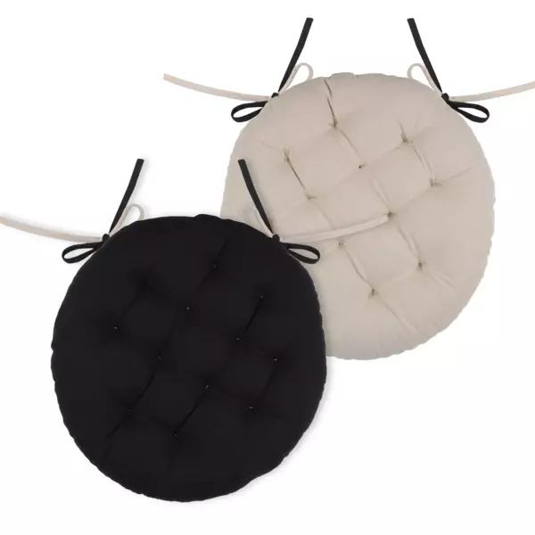Lot De 4 Coussins De Siège Ronds - Diamètre 30 Cm, Avec Sangles, Gris Clair (pour Chaise, Tabouret De Bar, Intérieur/extérieur) - 8