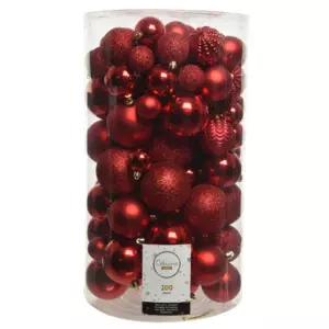 Lot de 100 boules de Nol  Alpine Rouge