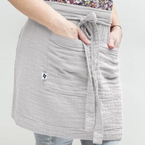 Tablier avec poches gaze de coton Gaa Gris nuage