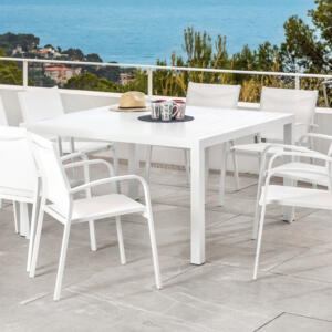 Table de jardin 8 places Aluminium Murano (136 x 136 cm) - Blanche