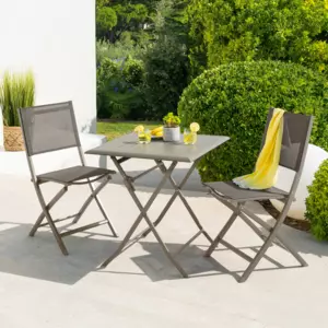 Table de jardin pliante Aluminium Azua (71 x 71 cm) - Marron tonka