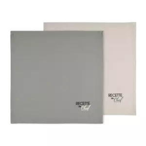 Lot de 2 serviettes coton Duo Vert kaki