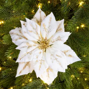 Poinsettia de Nol Velours  sur clip Blanc