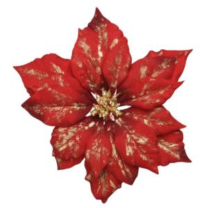 Poinsettia de Navidad Velours con clip Rojo