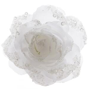 Flor decorativa sobre pinza Rosace Blanco
