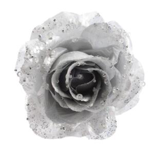 Flor decorativa sobre pinza Rosace Plata