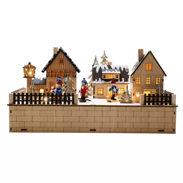 Weihnachtshäuser Holz Beleuchtete Deko 3er Set Wei Produktbild-Vorschau 4