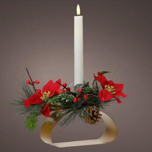 Candelero  con vela Flor de Navidad Blanco cálido