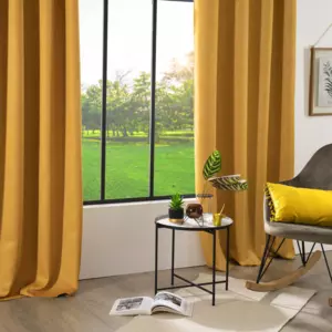 Cortina opaca (140 x 260 cm) Hojas Amarillo ocre
