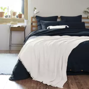 Plaid gaze de coton (220 cm) Gaa Blanc chantilly