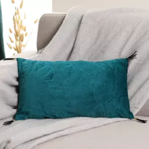 Cojn rectangular Hojas Azul trullo