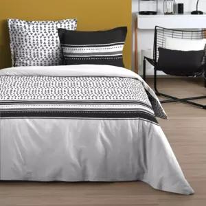 Housse de couette et deux taies coton (240 cm) Douglas Blanche