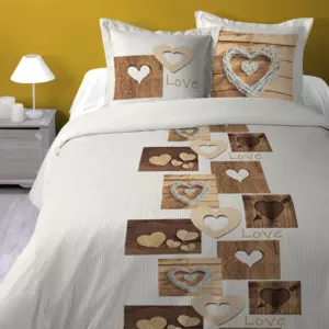 Copripiumino e due federe quadrate cotone (240 cm) Wooda Marrone naturale