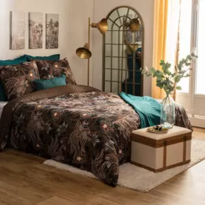 Copripiumino e due federe quadrate cotone (240 cm) Bota Marrone