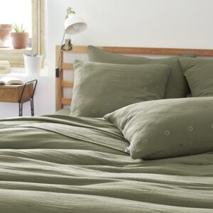 Funda de almohada rectangular de en gasa de algodón  (60 cm) Gaïa Boho Verde romero