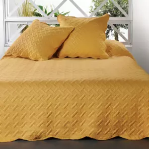Couvre-lit et taies d'oreiller (250 x 260 cm) Californie Jaune