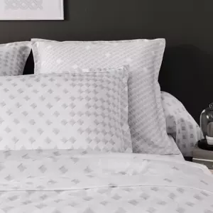 Taie d'oreiller carre satin de coton Facette Blanche