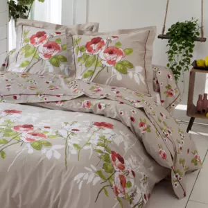 Taie de traversin satin de coton (L200 cm) Roseraie Marron ficelle