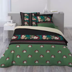 Housse de couette et deux taies coton (240 cm) Kate Verte