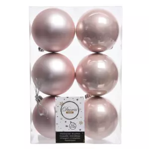 Lot de 6 boules de Nol (D80 mm) Alpine Rose poudr