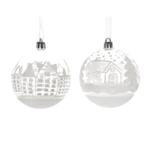 Lot de 12 boules de Noël transparentes (D80 mm) Village 
