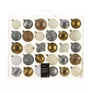 Kit de décoration de sapin de Noël Agéna Blanc laine, Brun gingembre et