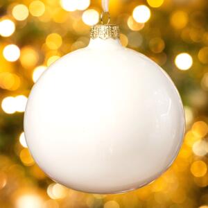 Boule de Noël en verre (D150 mm) Arctique brillantes Blanc laine