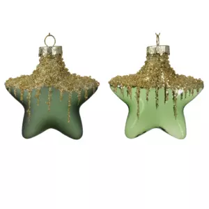 Lote de 2 estrellas de Navidad en vidrio Arctique Verde