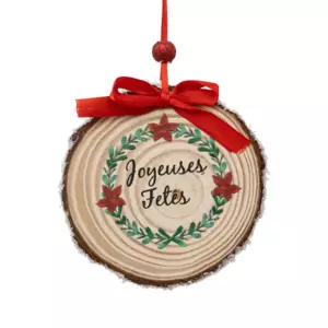 Adorno para colgar en bois Joyeuses Ftes Rojo