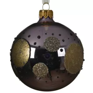 Lot de 6 boules de Nol en verre (D80 mm) Dots Lilas 