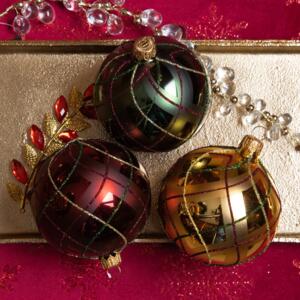 Lote de 6 bolas de Navidad (D80 mm) Cuadros Multicolor