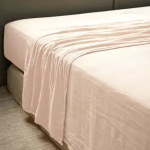 Drap plat gaze de coton (270 cm) Gaa Rose poudr