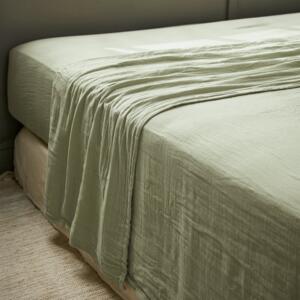 Drap plat gaze de coton (240 cm) Gaa Vert romarin