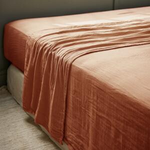 Drap plat gaze de coton (270 cm) Gaa Terracotta