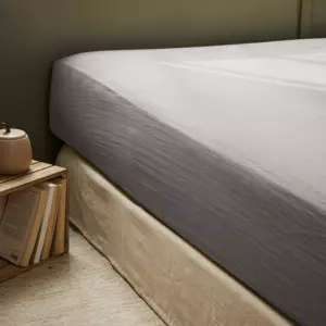Sbana bajera en gasa de algodn (200 cm) Gaa Gris granito 