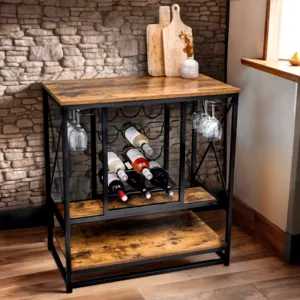 Weinregal Industrial 12 Flaschen und Glashalter (H86 cm) Louis Braun - Küchenzubehör - Eminza
