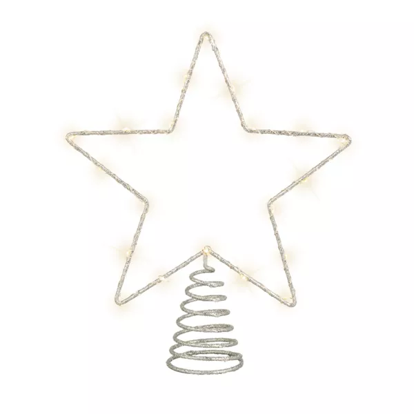 Etoile Sapin De Noel Blanc Cimier De Sapin De Noël à Paillettes Avec 20 Lumières LED - Réflecteur - Étoile Lumineuse - Décoration De Sapin De Noël En Plastique (doré Etoile Cime Sapin