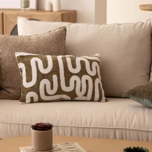 Housse de coussin rectangulaire (30 x 50 cm) Jeni Vert kaki - Déco textile - Eminza